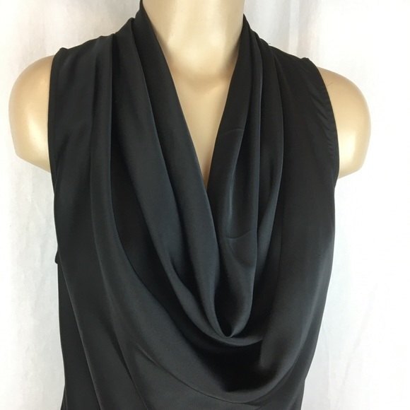 Boston Proper Black Marilyn Drape Crochet Fringe Hem Sleeveless Top 10 - Picture 4 of 9